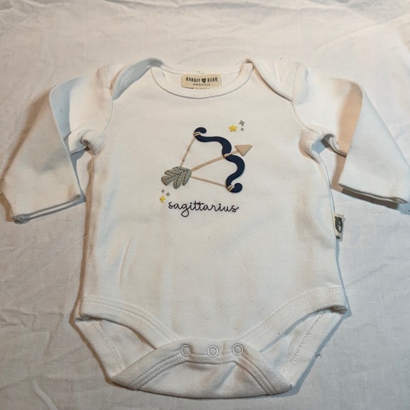 Rabbit + Bear - long sleeve organic cotton White Sagittarius Baby Onesie shirt - Picture 1 of 3
